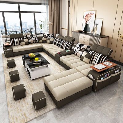 布艺沙发三人小客厅新款科技布沙发大户型全屋家具懒人L组合沙发