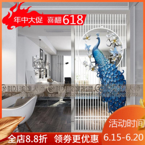 森美人钢化入户屏风玻璃玄关隔断定制客厅卧室磨砂透光艺术装饰现代