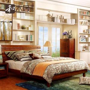 森美人美式乡村实木床现代简约卧室家具1.5/1.8米双人床主卧大床
