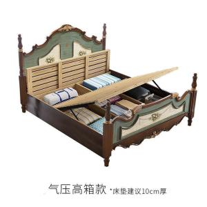 森美人美式实木床地中海风格主卧1.8米 复古田园乡村双人欧式1.5高箱床