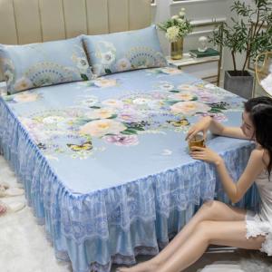 家柏饰(CORATED)冰丝软凉席可水洗折叠三件套1.8m2床1.5米可机洗夏季床裙款空调席
