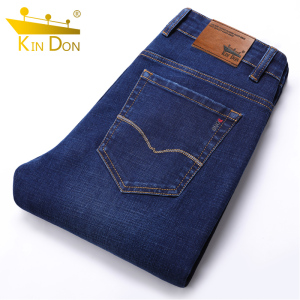 金盾(KIN DON)牛仔裤男冬季厚款宽松直筒男士长裤子大码休闲弹力修身潮流秋冬款男裤子黑色