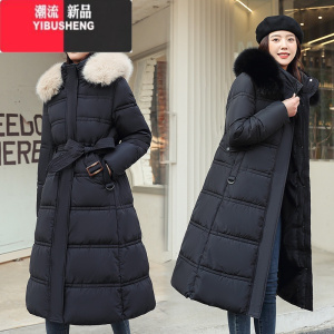 YIBUSHENG韩版大毛领棉服女冬季2023新款轻奢中长款羽绒棉袄加厚棉衣外套潮