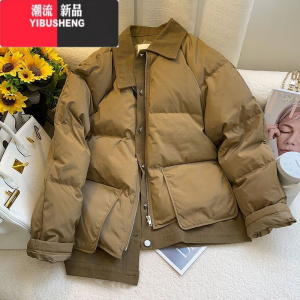 YIBUSHENGCara CLUB大码复古港风羽绒棉服外套女冬季显瘦设计感休闲面包服