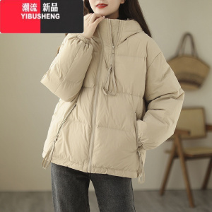 YIBUSHENG羽绒棉服女2023新款冬季韩版学生面包派克服加厚连帽棉袄棉衣外套