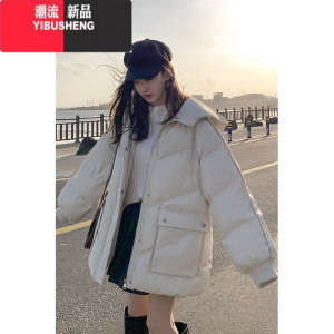 YIBUSHENG棉服女短款2023冬装新款韩版宽松小个子棉袄面包服学生棉衣外套女