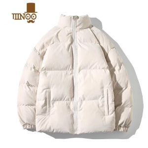 YANXU高领棉衣加厚加绒外套男新款纯色棉袄羽绒服情侣装面包服大码