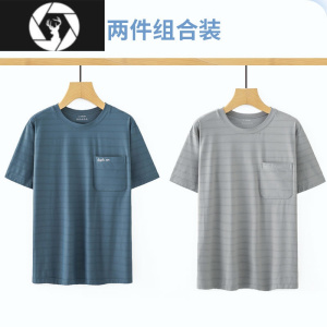 HongZun爸爸夏装短袖T恤中年男士圆领冰丝速干半袖中老年人40-50岁上衣服