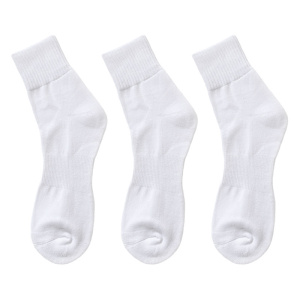 盛世尼曼3双装 男士毛巾底加厚中筒棉长袜子港风色简约运动吸汗白袜子袜子