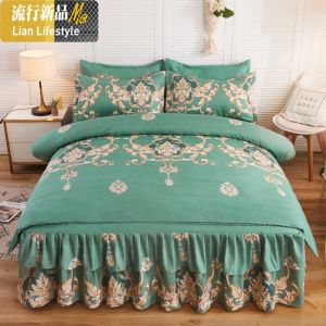 床上四件套棉床裙罩被套1.8米2.0米床单被罩秋冬款加厚床上用品 三维工匠