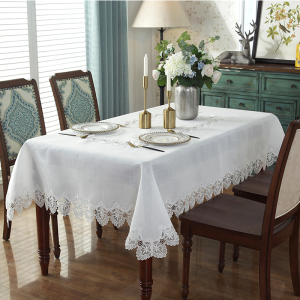 京城派 茶几桌布蕾丝餐桌布长方形布艺台布欧式圆家用小清新桌布棉麻盖布
