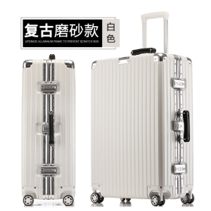 罗恩Ronoen铝框拉杆箱万向轮ins网红行李箱女韩版小清新旅行箱复古直角密码箱男登机箱20/24/26/29寸托运皮箱