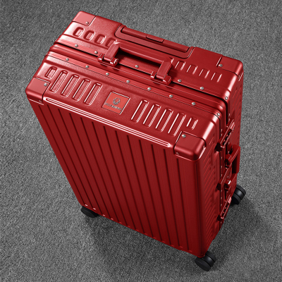 罗恩RONOEN漫游拉杆箱万向轮铝框26英寸PC行李箱24寸大旅行箱20登机箱密码箱22皮箱子28男女结婚庆大红色箱子