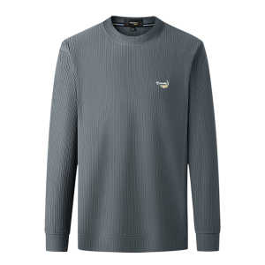 鳄鱼恤CROCODILE 圆领长袖卫衣T恤男士秋冬外穿保暖休闲纯色上衣