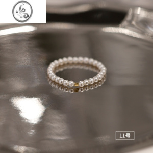 JiMi925银银珍珠戒指女2022年新款潮食指小众设计高级感叠戴指环尾戒