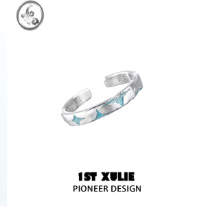 JiMi原创海域星空情侣对戒925银银戒指女小众设计冷淡风高级食指开口