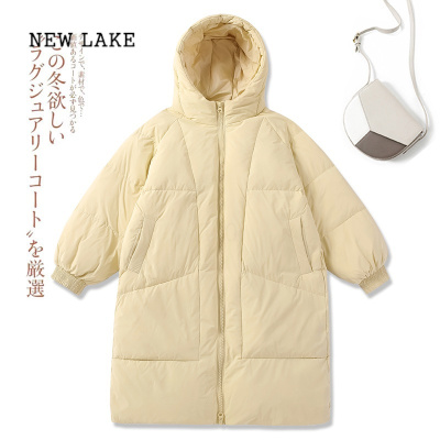 NEW LAKE日系羽绒服女2023新款冬季棉服小个子棉袄中长版加厚连帽外套女士