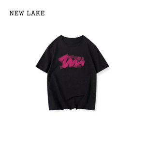 NEW LAKE夏季2024新款oversize半袖上衣女设计感小众宽松正肩甜辣短袖T恤