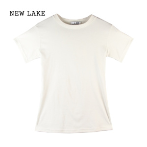 NEW LAKE正肩显瘦纯色短袖t恤女夏季2024新款设计感独特别致修身纯棉上衣