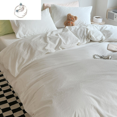 舒适主义纯色水洗棉床上四件套床品宿舍简约白色被套床单人三件套