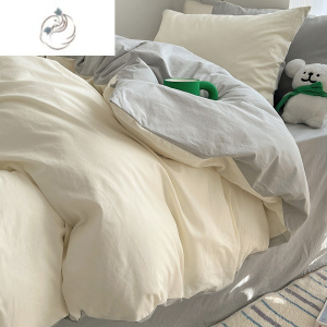 舒适主义奶油色水洗棉四件套夏季日式被套宿舍床单三件套床上用品