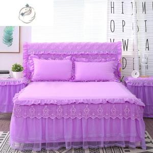 舒适主义韩版床裙床罩磨毛纯色蕾丝床垫套单件婚庆公主床单1.8米席梦思套