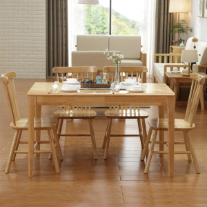 豪德银座 现代简约长方形西餐桌6人小户型餐桌餐桌1.3米单桌实木餐桌椅组合家用饭桌