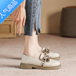 SUNTEK乐福鞋女2023夏新款软底白色小皮鞋女士平底单鞋职业女鞋轻便舒适