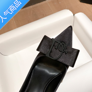 SUNTEK高级感黑色高跟鞋女2023年新款法式设计感小众尖头细跟气质单鞋女