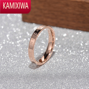 KAMIXIWA戒指女时尚个性潮小众设计网红冷淡风食指钛钢指环简约学生素圈戒