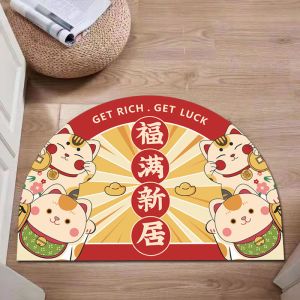 招财猫地垫可水洗入户门口卧室进门垫出入平安喜庆耐脏防滑脚垫子