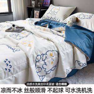 水洗夏凉被四件套夏被空调被夏季冰丝被子被芯可机洗夏天薄被
