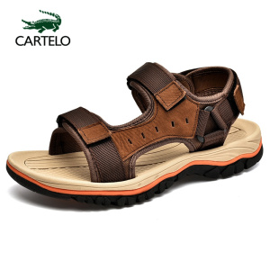 [线下专柜同款]卡帝乐鳄鱼(CARTELO)新款头层牛皮户外沙滩凉鞋男鞋休闲鞋