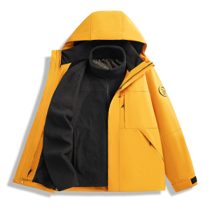 渔人船长冬季户外情侣款冲锋衣男女三合一防风可拆卸连帽两件套