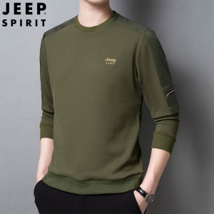 JEEP SPIRIT吉普长袖T恤秋冬新款卫衣男圆领打底衫中青年上衣