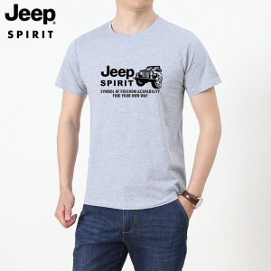 JEEP SPIRIT短袖T恤男士夏季新款潮牌字母纹样半袖体恤打底衫