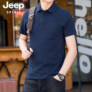 JEEP SPIRIT吉普男士春夏新款纯棉件染做旧复古翻领半袖休闲男POLO