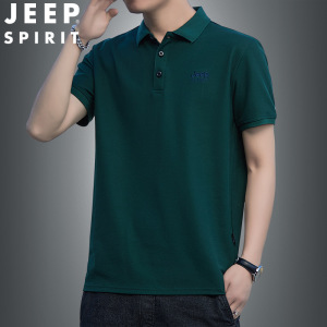 JEEP SPIRIT吉普短袖POLO衫纯色翻领休闲商务短袖T恤