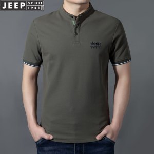 JEEP SPIRIT新款男士短袖T恤宽松吉普立领打底衫青年休闲T恤