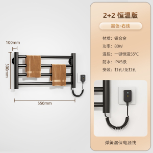 SIOYIE芯毅 智能电热毛巾架家用浴室卫生间毛巾杆电加热恒温浴巾烘干置物架免打孔安装2+2(自行安装)