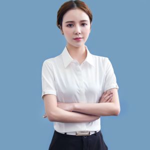免烫衬衫女短袖夏季新款气质职业装酒店技师工作服白衬衣