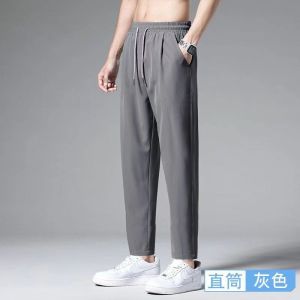 夏季薄款裤子男士冰丝速干新款宽松运动潮流束脚休闲长裤