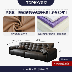 真皮沙发高靠背皮艺沙发意式极简大象耳朵-卡尔适许愿