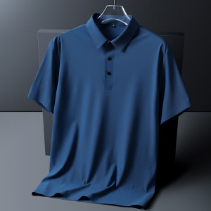 啄木鸟定制冰丝短袖POLO衫男士夏季宽松速干大码翻领胖人无痕T恤