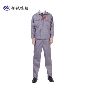 怀铁鸣朝灰白色夏季工作服HT-G099车间作业人员服装纯棉劳保工作服套装个性定制 厂家直销 AI智能量体