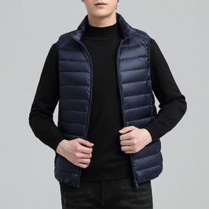 啄木鸟轻薄羽绒服马甲男士冬季2025新款白鸭绒立领保暖坎肩背心K