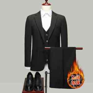 啄木鸟西服套装男士冬装结婚礼服2025秋冬新款加绒加厚西装外套K
