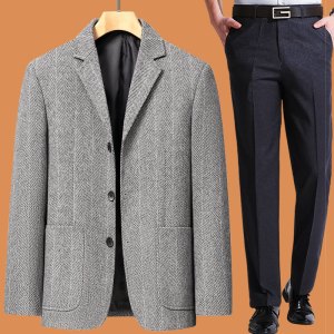 啄木鸟爸爸春装外套装中年西服男春秋季喜公公婚宴礼服中老年西装