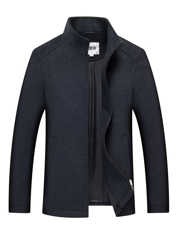 恒源祥男士上衣羊毛呢大衣 男装潮立领大码加厚舒适保暖毛呢大衣外套