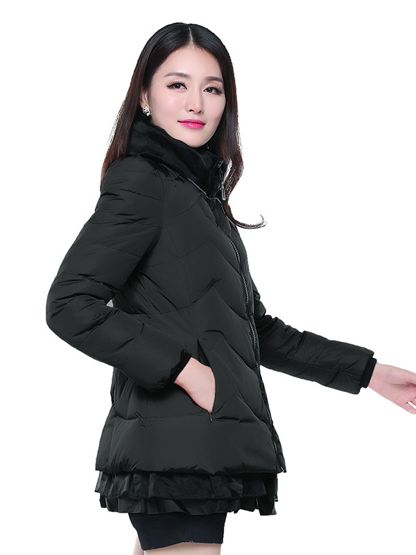 千仞岗秋冬时尚宽松斗篷a字版款甜美加厚短款羽绒服女外套19131